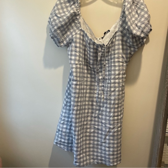 Lulus Love Sweetly Grey Gingham Puff Sleeve Mini Dress size XL NWT - Picture 6 of 8